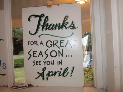 Closed for the season