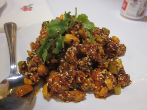 Diced rabbit with chili sauce.