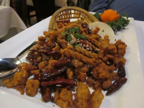 Spicy chicken with fried dough twists