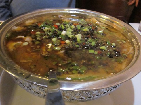 Braised fish with black bean chili paste.