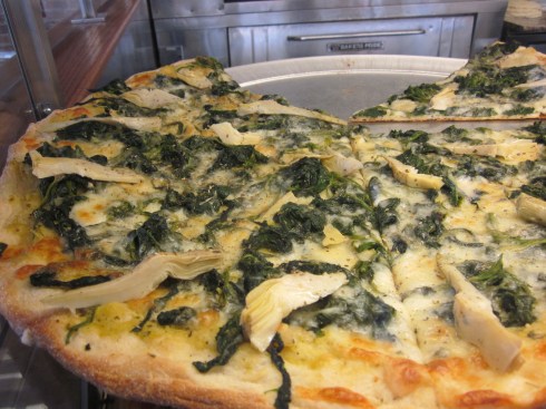 The artichoke and spinach pie minus one slice: mine.