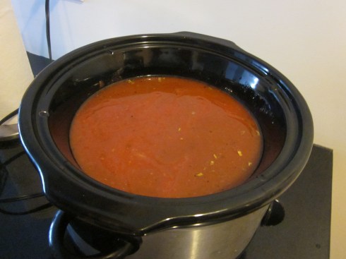 The "gravy" is now ready to be cooked very slow.