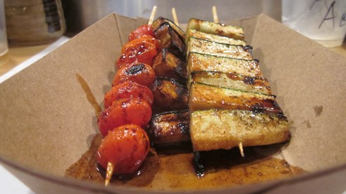 Grilled vegetables on a stick.