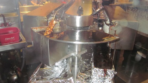 The yakitori machine in action.
