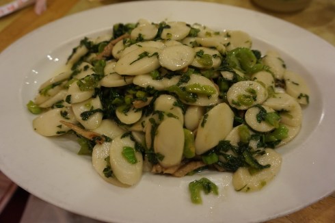 Rice cake, shredded pork and preserved mustard